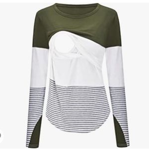 Stripe, Long-Sleeve Nursing/Pumping Maternity T-Shirt